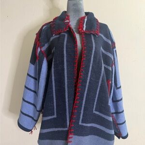 Blanket Jacket Repurposed Thrift Flipped Hand Sewn Jacket XL